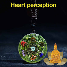 Load image into Gallery viewer, Women And Men Energy Magic Circle Necklace Pendant Natural Peridot Resin Seven Chakra Pendant Fashionable Jewelry Yoga Chain #18