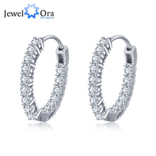 Load image into Gallery viewer, Trendy 925 Sterling Silver Hoop Earrings for Women Sparkling Cubic Zirconia Wedding Jewelry Gift for Girls (JewelOra EA101739)