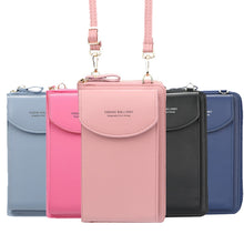 Load image into Gallery viewer, Wallet women Diagonal PU multifunctional mobile phone clutch bag Ladies purse large capacity travel card holder passport cover