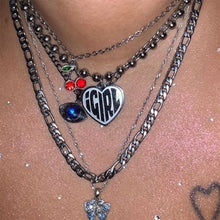Load image into Gallery viewer, iGIRL necklace she devil Women Igirl Heart Pendant Necklace Stainless Steel Harajuku Female Gothic Streetwear Chain Necklace
