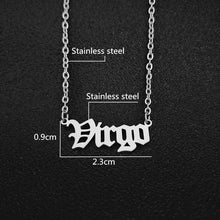 Load image into Gallery viewer, 12 Zodiac Letters Pendant Necklace Old English Scorpio Aries Taurus Gemini Cancer Leo Choker Horoscope Signs Necklace Friendship