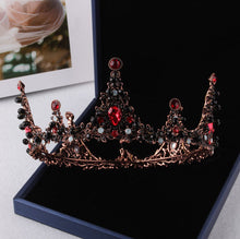 Load image into Gallery viewer, ASHES TO BEAUTY CROWNS-Baroque Black Crystal Pearl Bridal Tiaras Crown Rhinestone Pageant Diadem Bride Headband Wedding Hair Accessories Tiara De Noiva