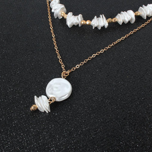 Multi Layer Coin Pearl Necklace for Women Fashion Natural Freshwater Pearl Pendant Necklace Boho Jewelry Best Friend Gift