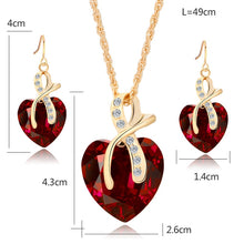 Load image into Gallery viewer, Fashion Jewelry Luxury Gold-color Romantic Austrian Crystal heart shape Chain Necklace Earrings Jewelry Sets
