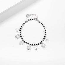 Load image into Gallery viewer, Trendy Women Summer Accessories Bracelet Stainless Steel Charms Black Crystal Beads Chain Multi Clovers Jewelry