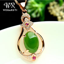 Load image into Gallery viewer, Natural Emerald Pendant Necklace 925 Sterling Silver Gemstones Choker Statement Necklace Engagement Wedding Necklace For Women
