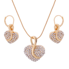 Load image into Gallery viewer, Fashion Jewelry Luxury Gold-color Romantic Austrian Crystal heart shape Chain Necklace Earrings Jewelry Sets