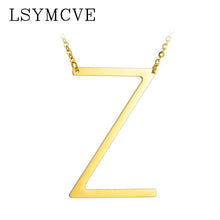 Load image into Gallery viewer, Women girl jewelry elegant chain alphabet letter pendant necklace 3 colors stainless steel choker initial necklace
