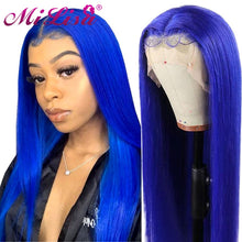 Load image into Gallery viewer, Burgundy Straight Lace Front Human Hair Wig 613  Blonde Orange Blue Lace Front Wig Brazilian Remy HD Lace Frontal Wigs For Women