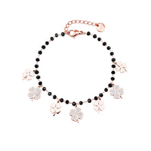 Load image into Gallery viewer, Trendy Women Summer Accessories Bracelet Stainless Steel Charms Black Crystal Beads Chain Multi Clovers Jewelry