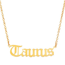 Load image into Gallery viewer, 12 Zodiac Letters Pendant Necklace Old English Scorpio Aries Taurus Gemini Cancer Leo Choker Horoscope Signs Necklace Friendship