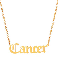 Load image into Gallery viewer, 12 Zodiac Letters Pendant Necklace Old English Scorpio Aries Taurus Gemini Cancer Leo Choker Horoscope Signs Necklace Friendship