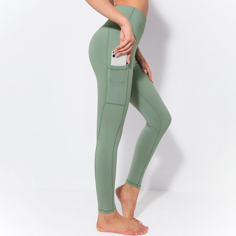 Fitstyle New Yoga Pants Women Side Pocket Shaping and Hip Lifting Skinny Stretchy Slimming Outerwear Leggings
