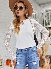 Load image into Gallery viewer, Lace Splice Long Sleeve Top