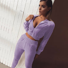 Load image into Gallery viewer, Lady Velvet zipper tracksuit 2piece set
