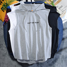 Load image into Gallery viewer, Hood vest men and women basketball tide cards summer print fitness trend sleeveless T-shirt with hooded hawthorn