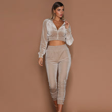 Load image into Gallery viewer, Lady Velvet zipper tracksuit 2piece set