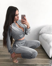 Load image into Gallery viewer, Lady Velvet zipper tracksuit 2piece set