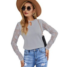 Load image into Gallery viewer, Lace Splice Long Sleeve Top