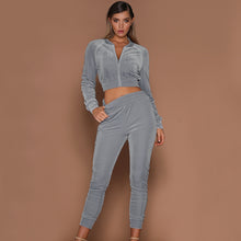 Load image into Gallery viewer, Lady Velvet zipper tracksuit 2piece set