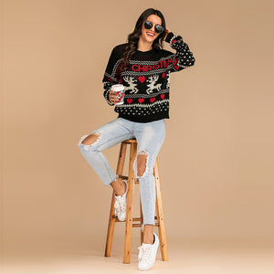 #Christmas# Leisure Round Neck Long Sleeve Pullover Sweater