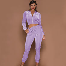 Load image into Gallery viewer, Lady Velvet zipper tracksuit 2piece set