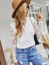 Load image into Gallery viewer, Lace Splice Long Sleeve Top