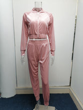 Load image into Gallery viewer, Lady Velvet zipper tracksuit 2piece set
