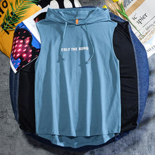 Load image into Gallery viewer, Hood vest men and women basketball tide cards summer print fitness trend sleeveless T-shirt with hooded hawthorn