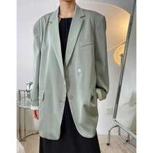 Load image into Gallery viewer, Spring and summer new European and American bloggers satin glossy wide shoulder suits jacket loose slim breathing suits