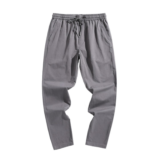 Work wear pants: Men's new Korean style trend, pure color, loose and thin, drawstring, elastic waist, casual pants