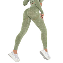 Load image into Gallery viewer, Fitstyle Seamless Washed Moisture-Absorbing Sexy Peach Hip Wicking Yoga Pants Exercise Workout Pants Leggings