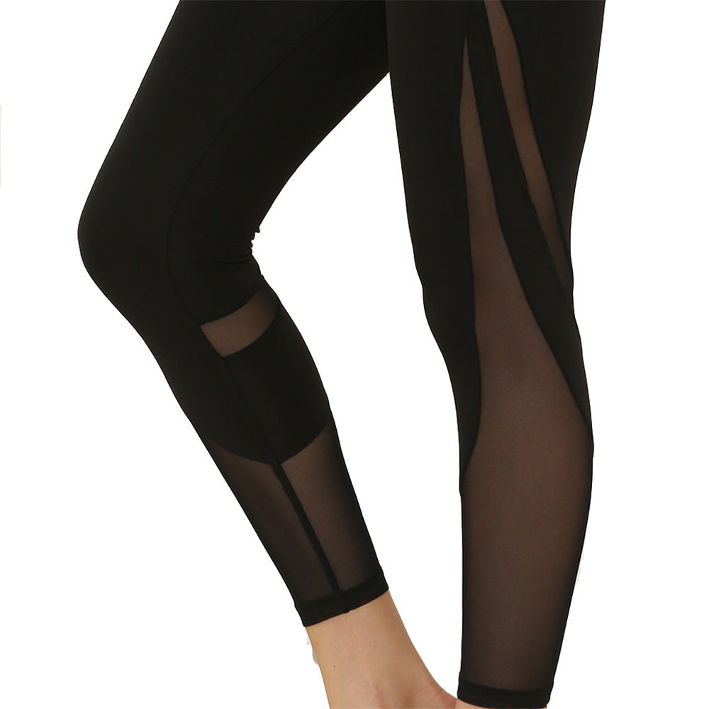 Fitstyle leisure sports fitness side pocket mesh Yoga Pants nine point Leggings women