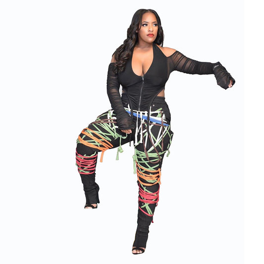 Fashion Women Wear Trend Dark Ribbon Trousers Non-Printing Recommended