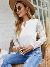 Load image into Gallery viewer, Lace Splice Long Sleeve Top