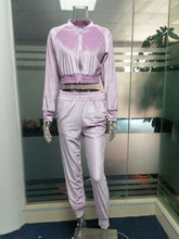 Load image into Gallery viewer, Lady Velvet zipper tracksuit 2piece set