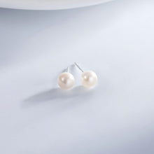 Load image into Gallery viewer, S999 silver natural freshwater pearl earrings female version small fresh new simple ear cave cozy ear