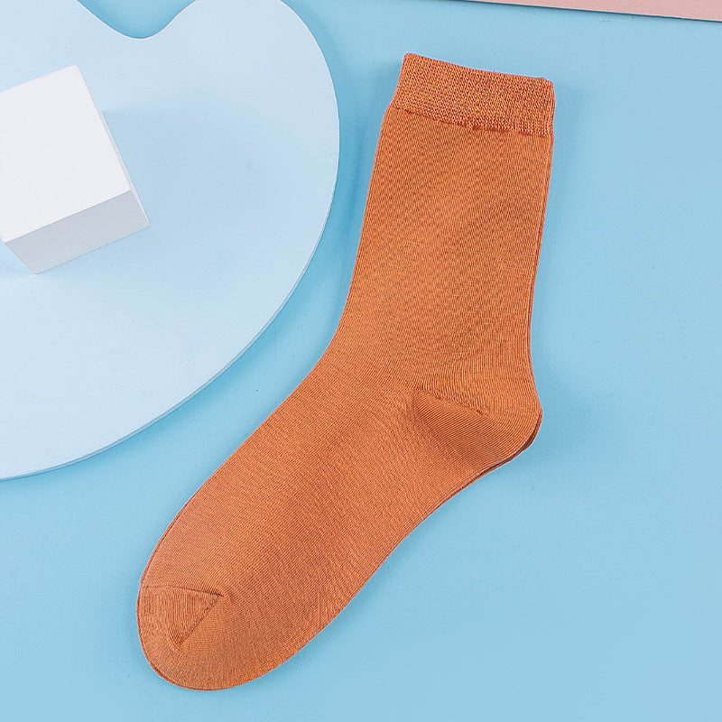 Fitstyle New Mid-Calf Socks Women Casual Anti-Pilling Pure Cotton Socks High Elastic Waist