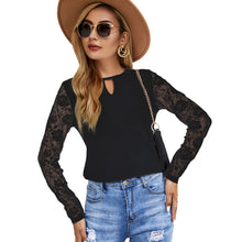 Load image into Gallery viewer, Lace Splice Long Sleeve Top
