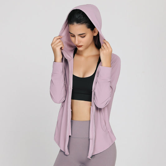 Long Sun-Proof Workout Clothes Women Mesh Breathable Long-Sleeved Blouse Loose Leisure Sports Running Zipper Jacket