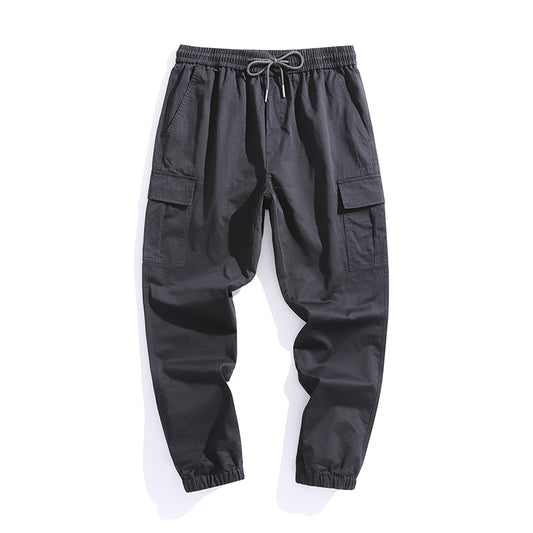 Casual pants: Men's new work clothes trend: solid color Multi Pocket legged work clothes pants