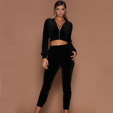 Load image into Gallery viewer, Lady Velvet zipper tracksuit 2piece set
