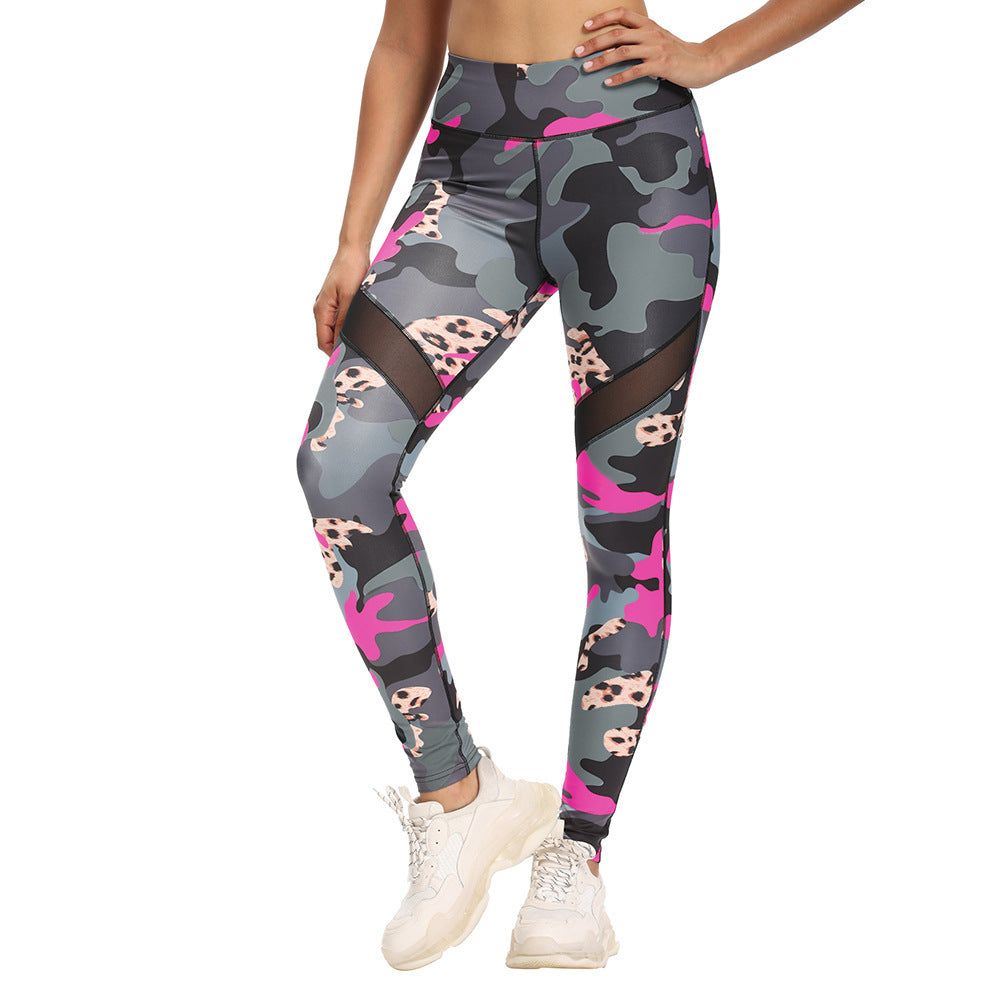 now offers leopard print camouflage zipper mesh stitching thickened Melanie four side elastic Fitness Yoga suit