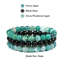 Load image into Gallery viewer, WAVE LENGTH Bracelets 8mm Natural Stone Bracelet Set 3Pcs/set Rhodonite Rose Pink Quartzs Moonstone Amethysts Hematite Bracelets For Women Men Jewelry