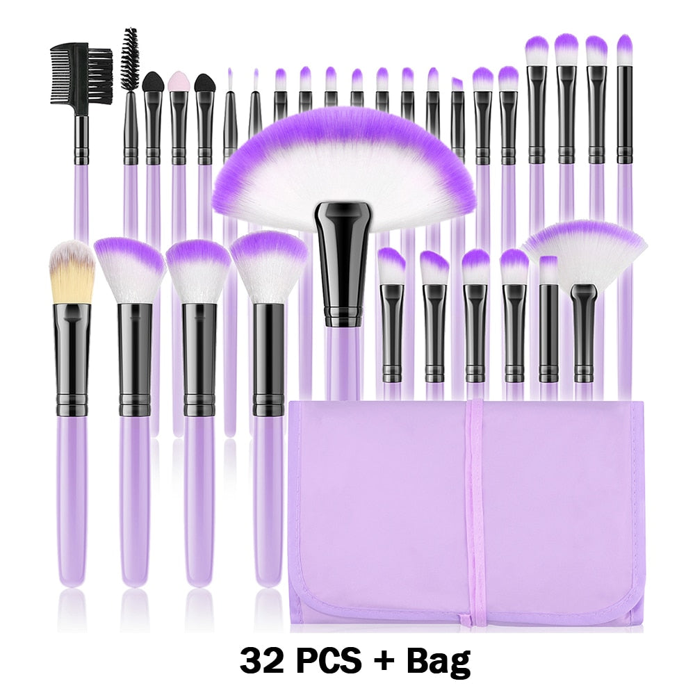 Traci K Beauty Professional (Vegan) 8PCS-32PCS Makeup Brush Set Cosmetic Makeup For Face Make Up Tools Women Beauty Professional Foundation Blush Eyeshadow