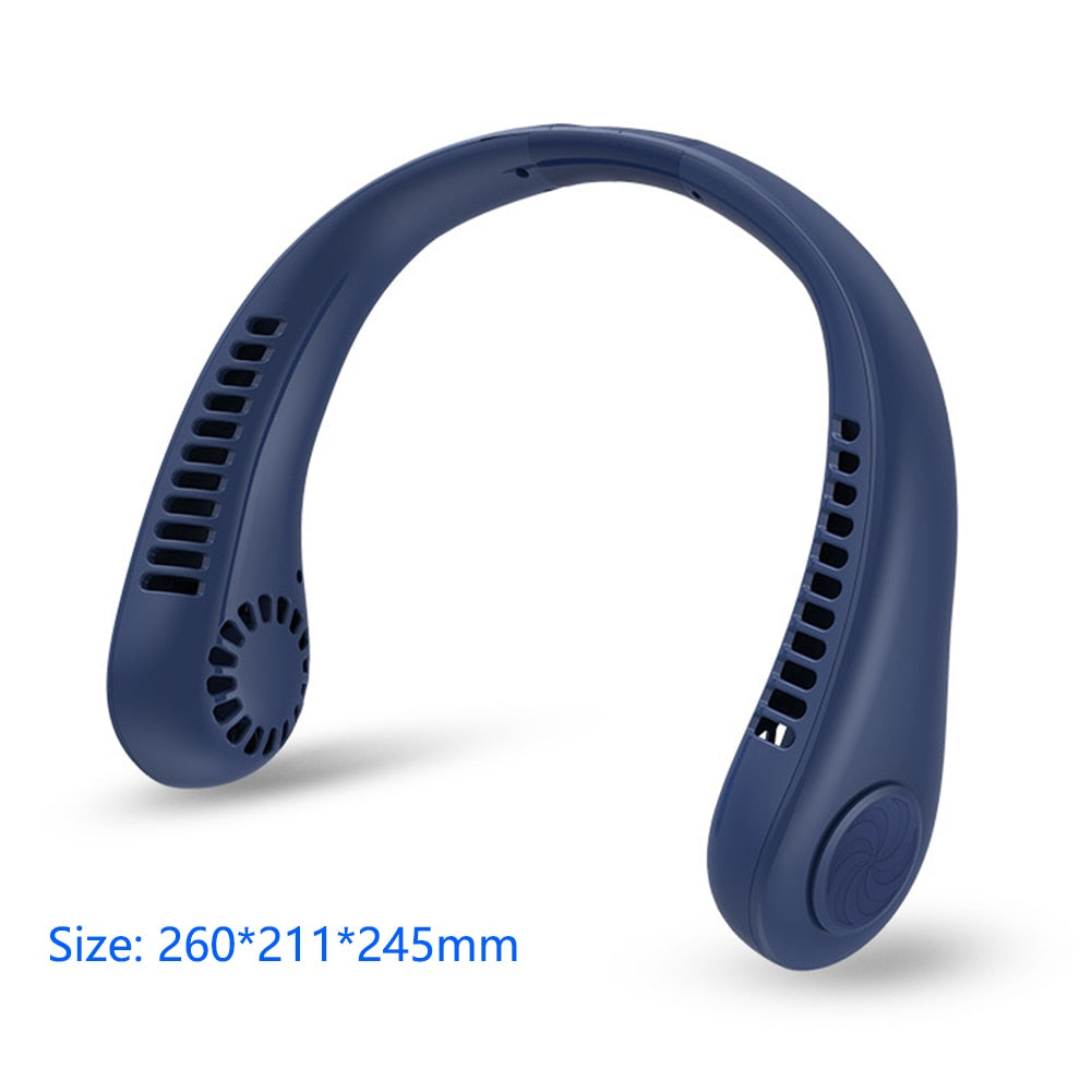 New Portable Hanging Neck Fan Bladeless Fan 3 Speed Adjustable Wearable Neckband Mute Fans USB Rechargeable Neck-mounted Cooler