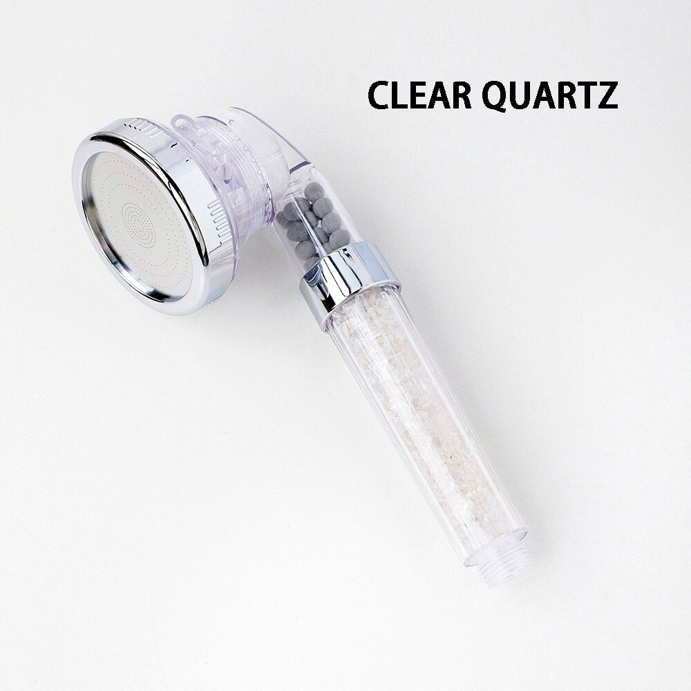 Natural Crystal Seven Chakra Gravels Shower Head Amethyst Gemstone Water Saving Negative Lon Filter Bathroom Appliances