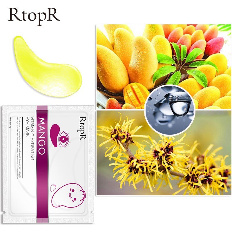 RtopR by Traci K Beauty 20Packs Mango Vitamin C Hydrating Eye Mask Anti Wrinkle Eye Patches Dark Circles Remover Face Skin Care Sheet Mask
