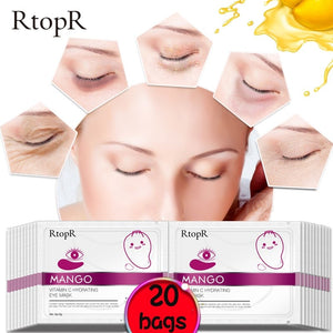 RtopR by Traci K Beauty 20Packs Mango Vitamin C Hydrating Eye Mask Anti Wrinkle Eye Patches Dark Circles Remover Face Skin Care Sheet Mask