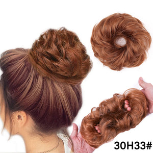 Traci K Beauty Curly Hair Bun Synthetic Hair Bun Chignon Elastic Bands Ponytail Curly Hair Extension Short Hair Messy Donut  Ponytail for Woman